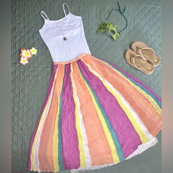 FREE PEOPLE "The In Crowd" Rainbow Maxi, Size 2, EUC - Picture 4 of 14